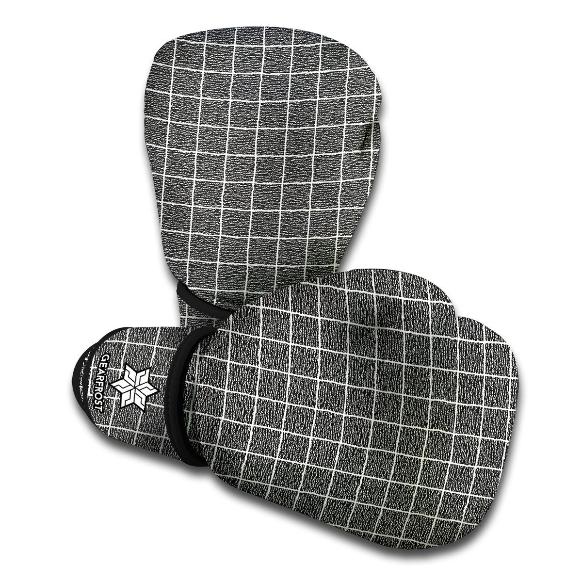 Noisy Windowpane Pattern Print Boxing Gloves