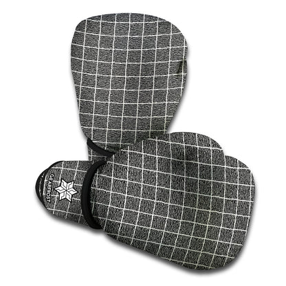 Noisy Windowpane Pattern Print Boxing Gloves
