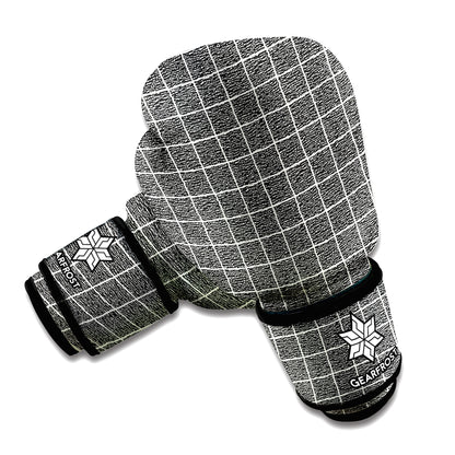 Noisy Windowpane Pattern Print Boxing Gloves