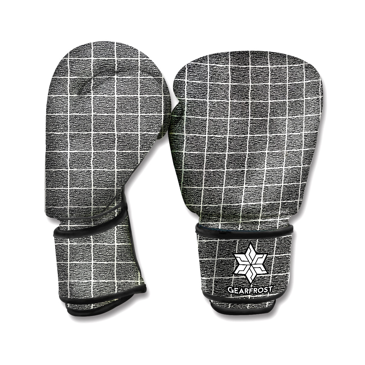 Noisy Windowpane Pattern Print Boxing Gloves