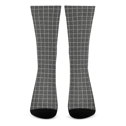 Noisy Windowpane Pattern Print Crew Socks