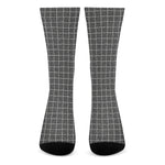 Noisy Windowpane Pattern Print Crew Socks
