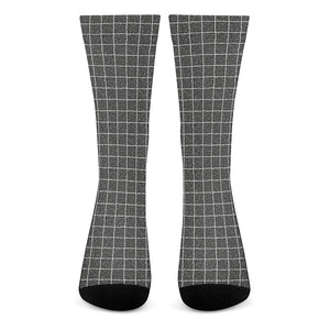 Noisy Windowpane Pattern Print Crew Socks