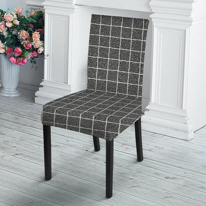 Noisy Windowpane Pattern Print Dining Chair Slipcover
