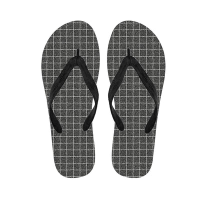 Noisy Windowpane Pattern Print Flip Flops