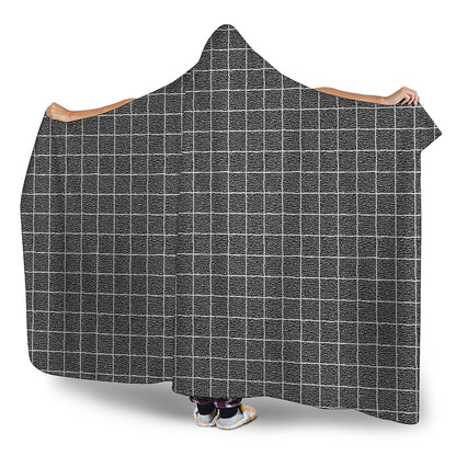 Noisy Windowpane Pattern Print Hooded Blanket