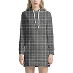 Noisy Windowpane Pattern Print Hoodie Dress