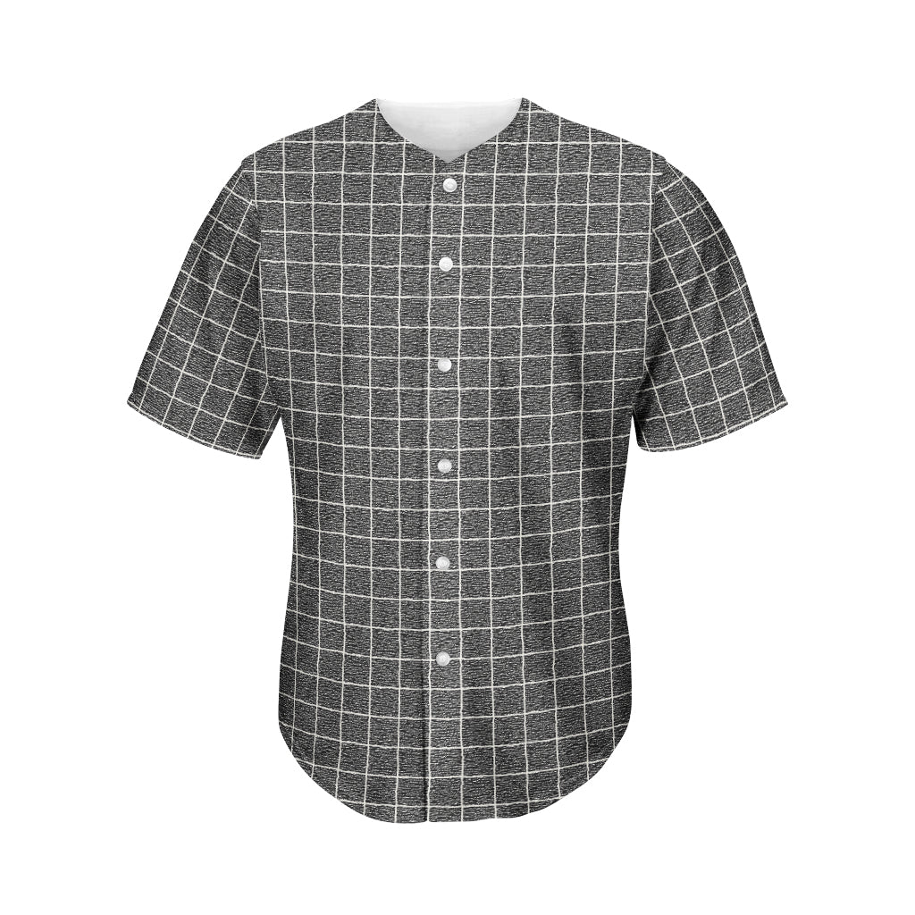 Noisy Windowpane Pattern Print Men's Baseball Jersey