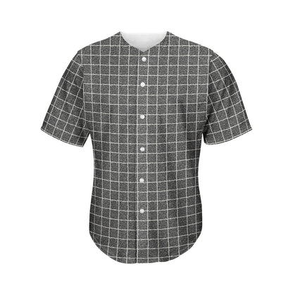 Noisy Windowpane Pattern Print Men's Baseball Jersey