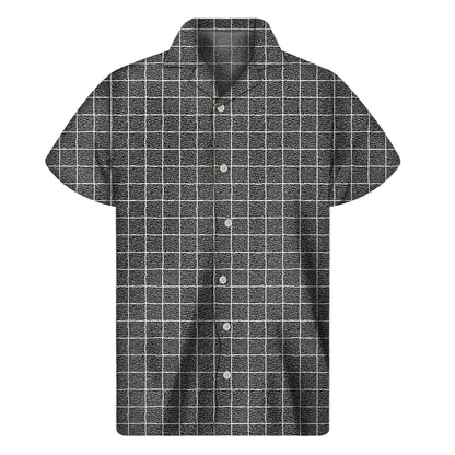 Noisy Windowpane Pattern Print Men's Short Sleeve Shirt
