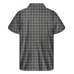 Noisy Windowpane Pattern Print Men's Short Sleeve Shirt