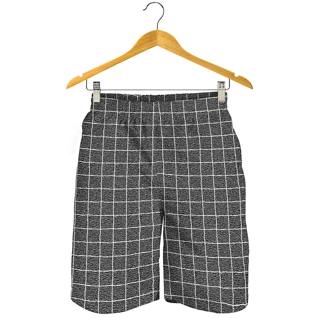 Noisy Windowpane Pattern Print Men's Shorts