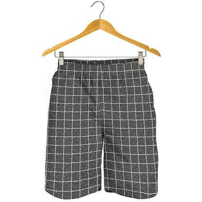 Noisy Windowpane Pattern Print Men's Shorts
