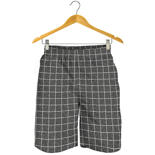 Noisy Windowpane Pattern Print Men's Shorts