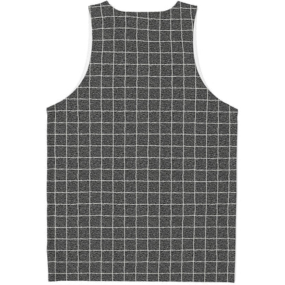 Noisy Windowpane Pattern Print Men's Tank Top