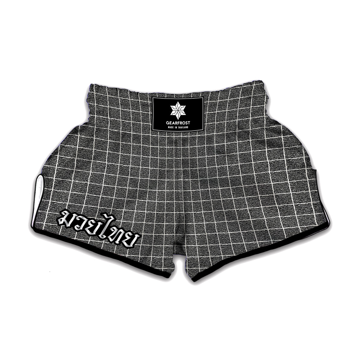 Noisy Windowpane Pattern Print Muay Thai Boxing Shorts