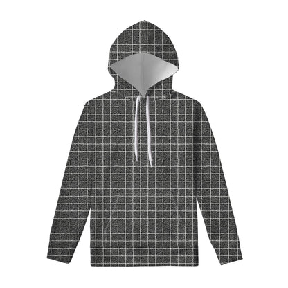 Noisy Windowpane Pattern Print Pullover Hoodie