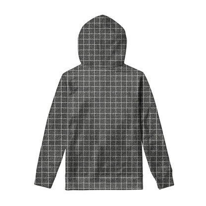Noisy Windowpane Pattern Print Pullover Hoodie