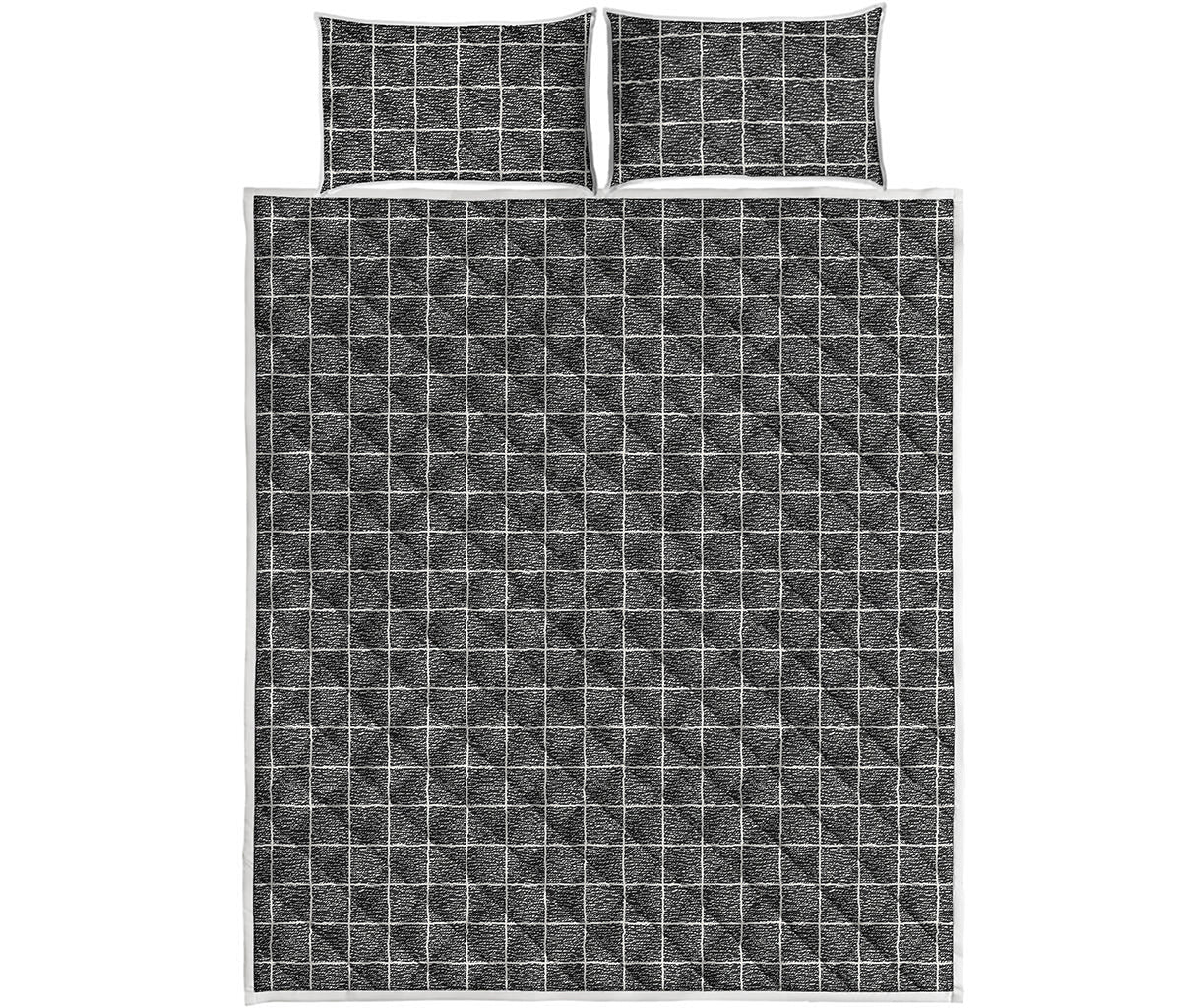 Noisy Windowpane Pattern Print Quilt Bed Set