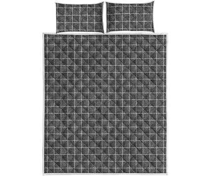 Noisy Windowpane Pattern Print Quilt Bed Set