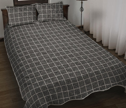 Noisy Windowpane Pattern Print Quilt Bed Set