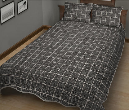 Noisy Windowpane Pattern Print Quilt Bed Set