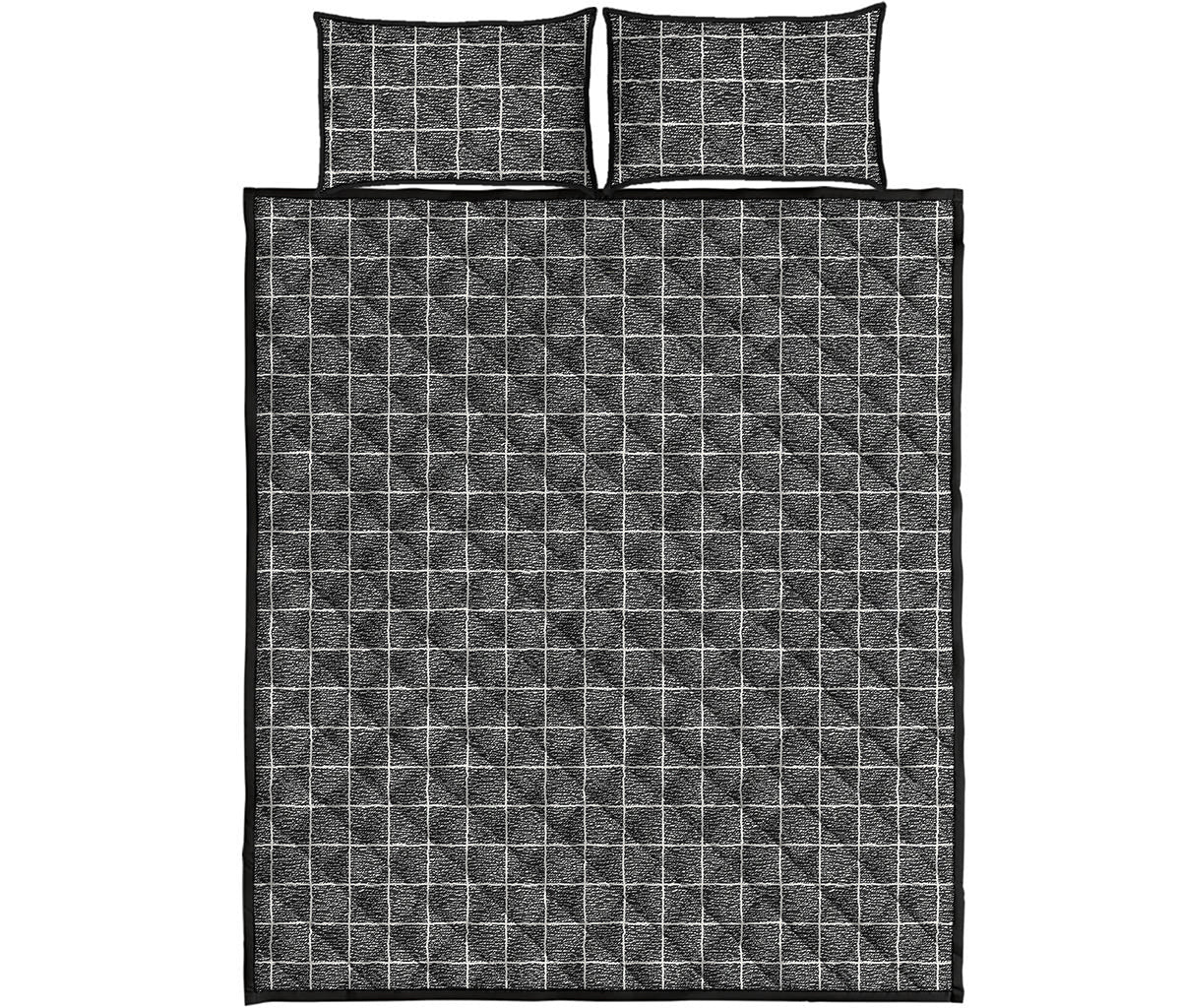 Noisy Windowpane Pattern Print Quilt Bed Set