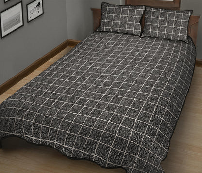 Noisy Windowpane Pattern Print Quilt Bed Set
