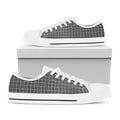 Noisy Windowpane Pattern Print White Low Top Sneakers