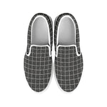 Noisy Windowpane Pattern Print White Slip On Shoes