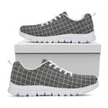 Noisy Windowpane Pattern Print White Running Shoes