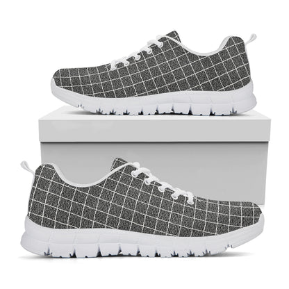 Noisy Windowpane Pattern Print White Sneakers