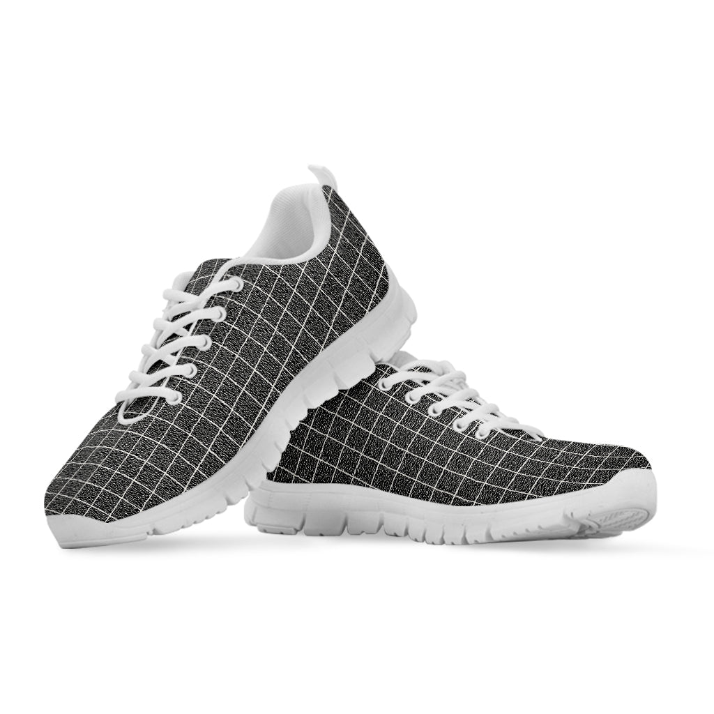Noisy Windowpane Pattern Print White Sneakers