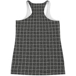 Noisy Windowpane Pattern Print Women's Racerback Tank Top
