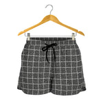 Noisy Windowpane Pattern Print Women's Shorts