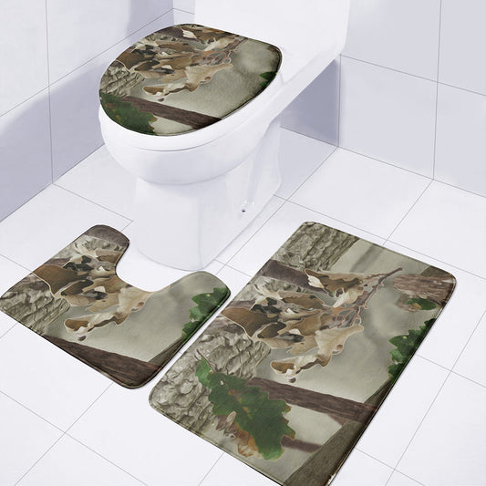 Oak Tree Hunting Camouflage Print 3 Piece Bath Mat Set