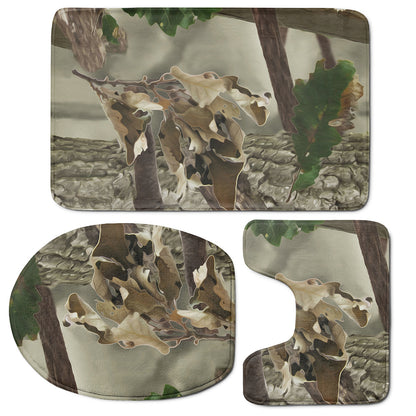 Oak Tree Hunting Camouflage Print 3 Piece Bath Mat Set