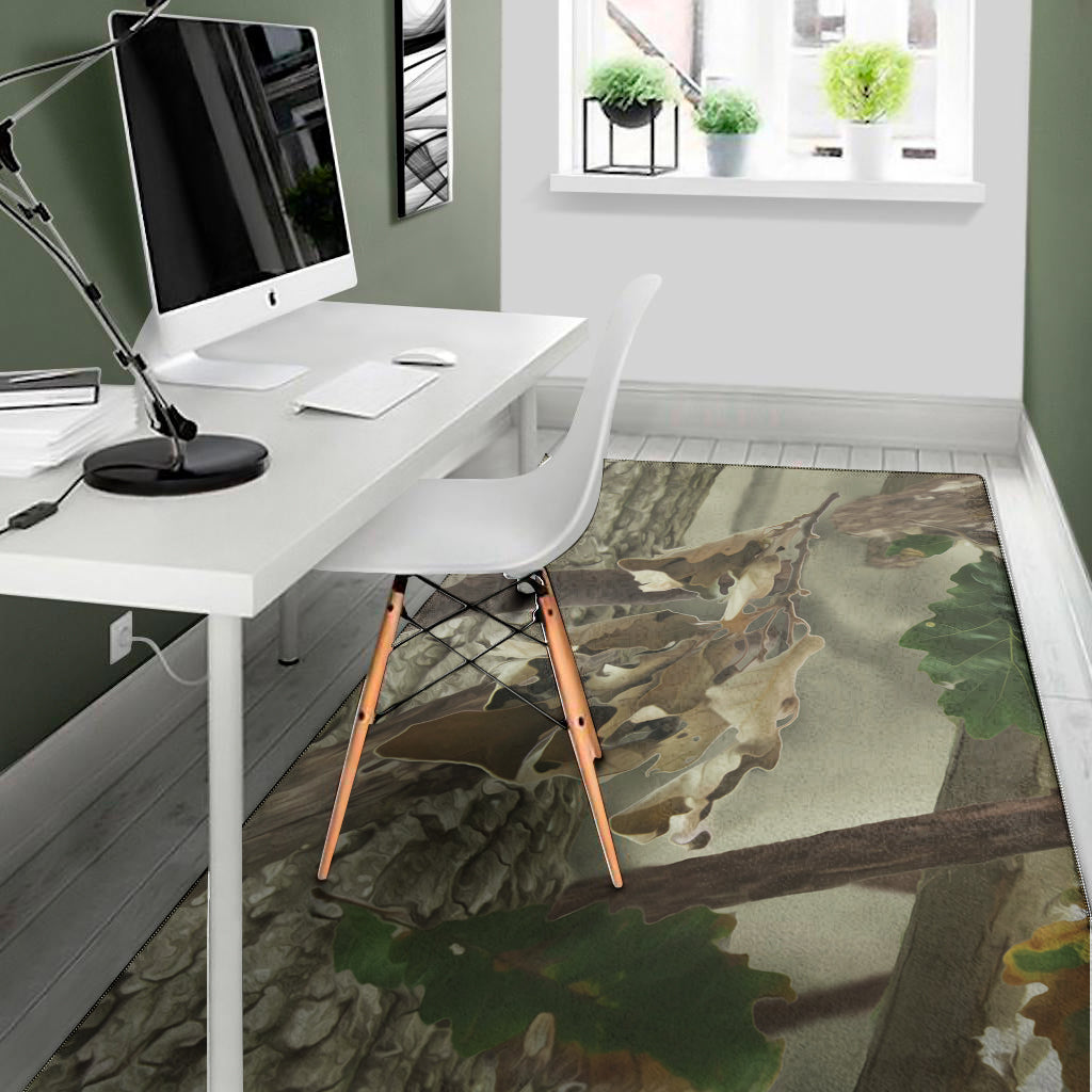 Oak Tree Hunting Camouflage Print Area Rug