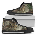 Oak Tree Hunting Camouflage Print Black High Top Sneakers