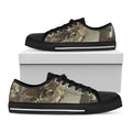 Oak Tree Hunting Camouflage Print Black Low Top Sneakers