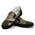 Oak Tree Hunting Camouflage Print Black Slip On Sneakers