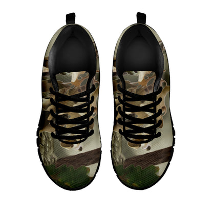 Oak Tree Hunting Camouflage Print Black Sneakers
