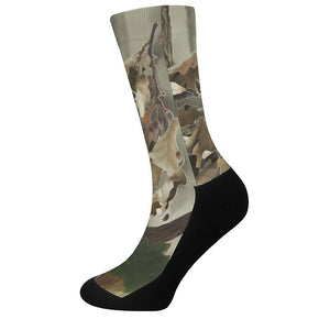 Oak Tree Hunting Camouflage Print Crew Socks