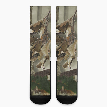 Oak Tree Hunting Camouflage Print Crew Socks