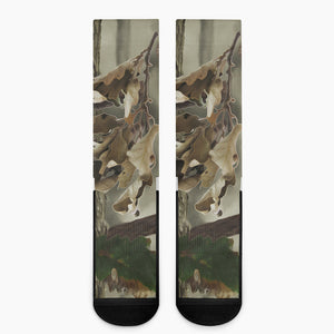 Oak Tree Hunting Camouflage Print Crew Socks