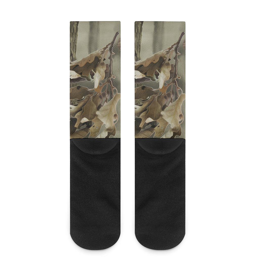 Oak Tree Hunting Camouflage Print Crew Socks