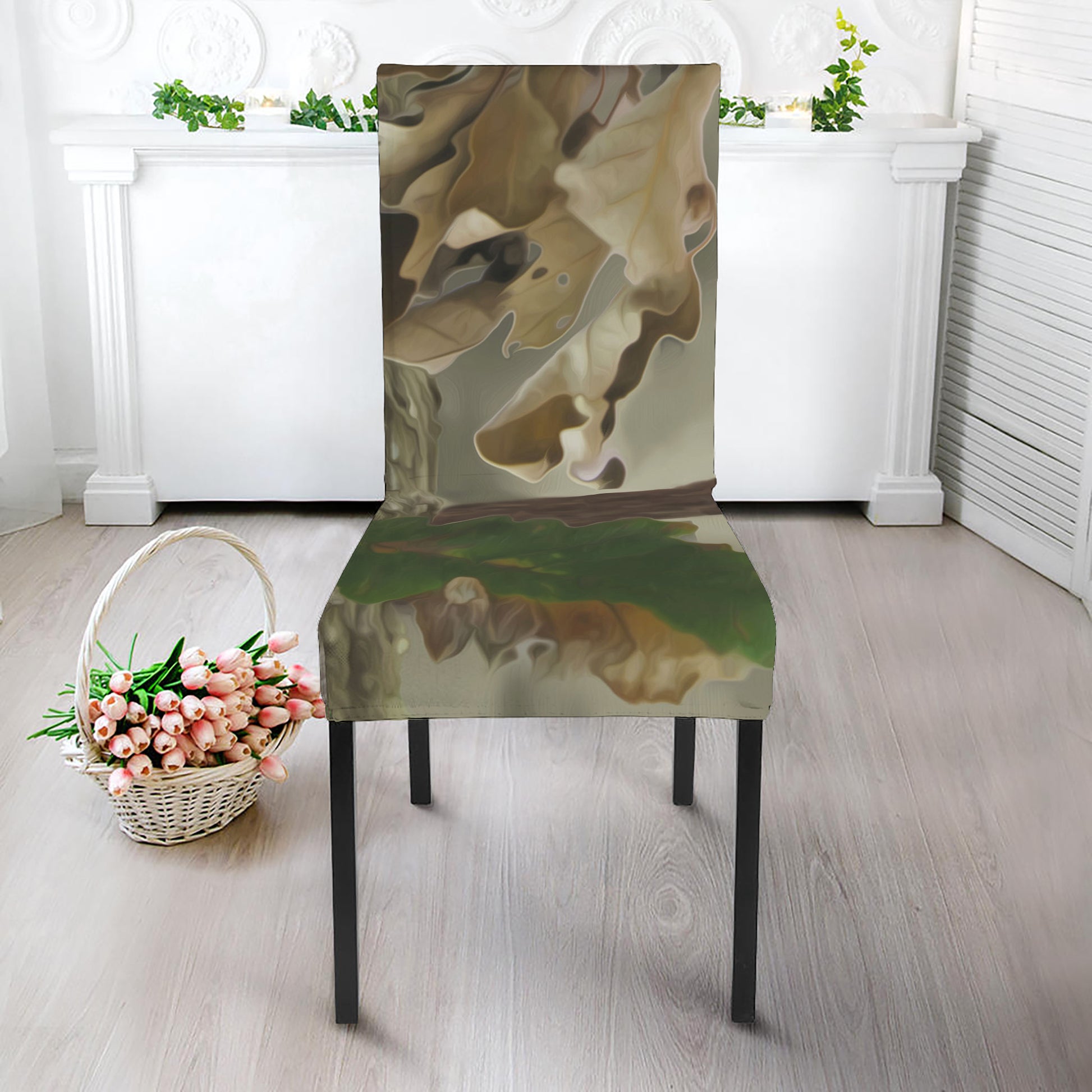 Oak Tree Hunting Camouflage Print Dining Chair Slipcover