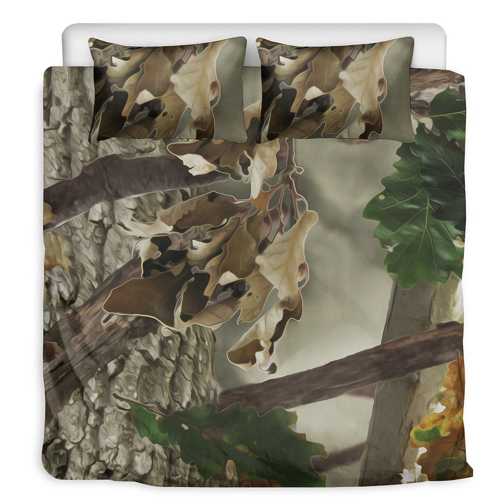 Oak Tree Hunting Camouflage Print Duvet Cover Bedding Set