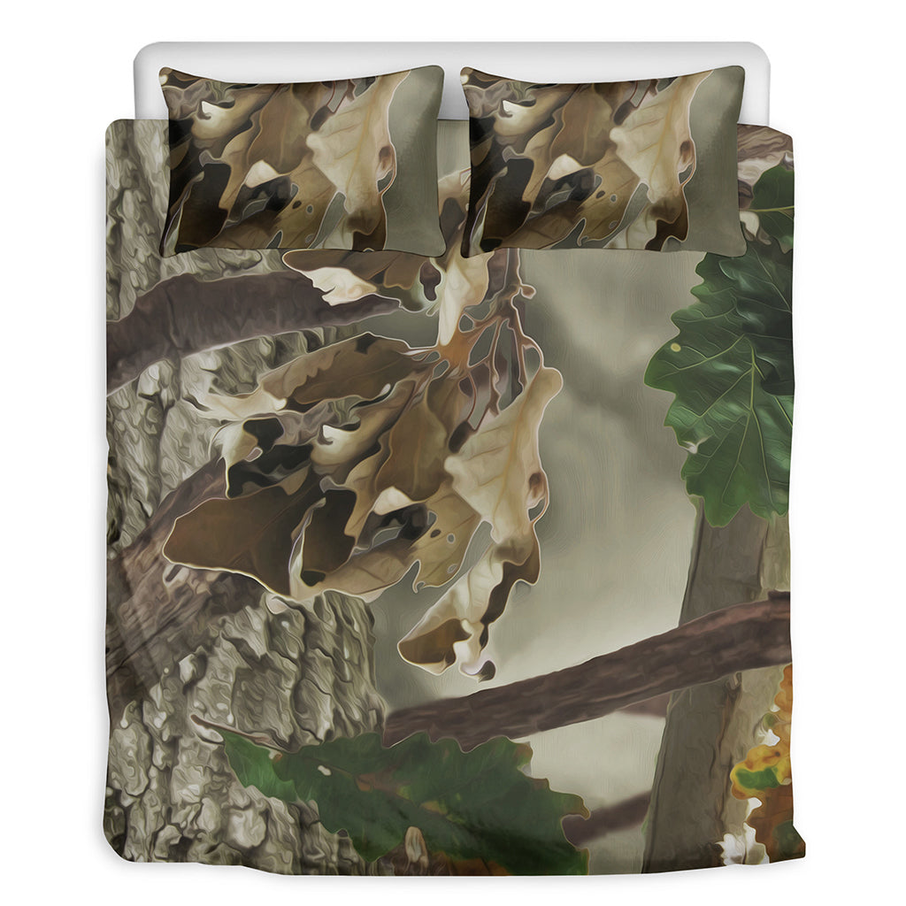 Oak Tree Hunting Camouflage Print Duvet Cover Bedding Set