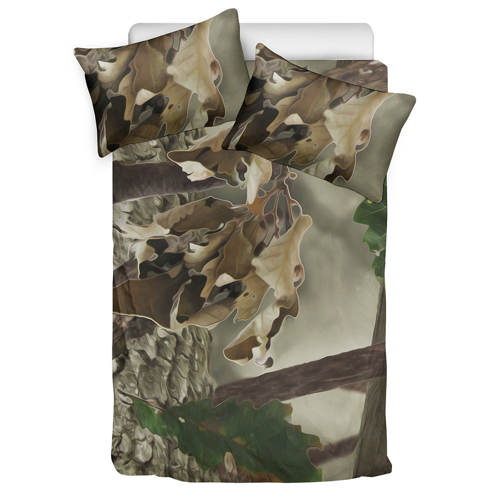 Oak Tree Hunting Camouflage Print Duvet Cover Bedding Set